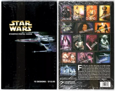 2007 STAR WARS USPS POSTAL CARDS SEALED (COMPLETE SET 15) STAMPED POSTCARDS - Image 1 of 3