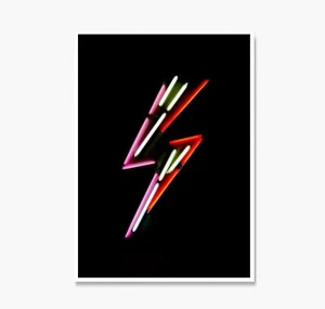 Red Pink Lightening Bolt Neon Print, Neon Poster, Lightning Canvas, Man Cave Art - Bild 1 von 7