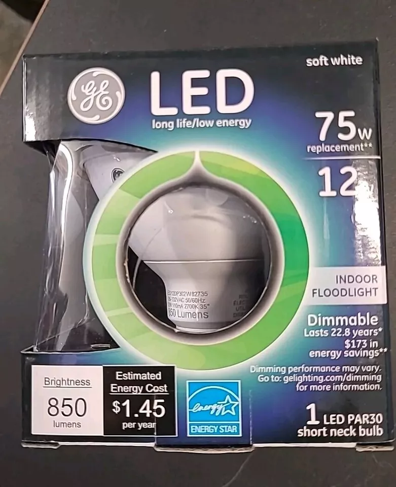 GE LED Short Neck Indoor Flood Light Dimmable PAR30 Bulb 12W Soft White  - Image 1 of 2