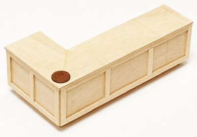 Dolls House Wood Bar Counter Natural Finish Right Angled 1:12 Scale Large tumdee
