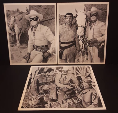 THE LONE RANGER TONTO &TRiGGER HOLLYWOOD COWBOY WESTERN B&W PUBLiCiTY FOTOS (3) - Imagem 1 de 4