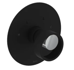 Rohl Eclissi Thermostatic Valve Trim Only with Single Wheel Handle-Black/Chrome - Picture 1 of 1