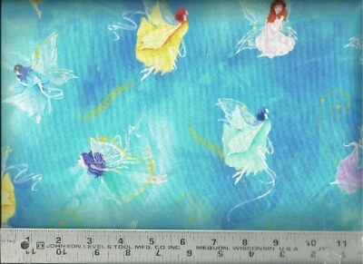 Timeless Treasures ~ Fantasy Fairy Fairies  Aqua ~ 100% Cotton Quilt Fabric BTY - Image 1 of 2