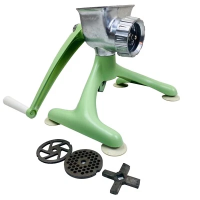 Винтажный 50-х нефритовый зеленый шлифовальный коврик O с рукояткой мясорубка ретро декор - Изображение 1 из 4