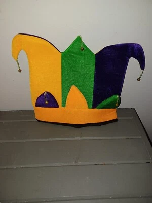 Plush Velour Jester Carnival Mardi Gras Hat w/Bells-One Size Fits Most Halloween - Image 1 of 3