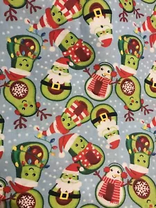 Holiday Christmas Santa Snowman Rudolph Avocado Fabric SO Cute!!! FQ 18”x 21” - Picture 1 of 2