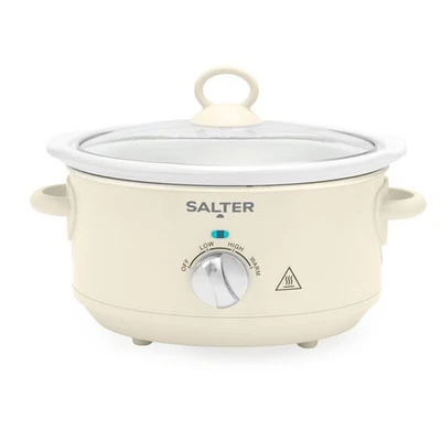 Salter Retro 3.5L Slow Cooker 3 Heat Settings/Keep Warm for Family Cooking Cream - Image 1 of 4