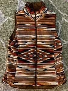 Ariat Gilet Donna Medium Dilon Chimayo Marrone Pile Azteco Reversibile Full Zip - Foto 1 di 4