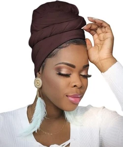 Head Wraps for Black Women Hijab Scarves Large Brown Scarf - Picture 1 of 7