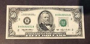 1993 Series (B) - New York $50 Fifty Dollar Bill Federal Reserve Note Crisp - Picture 1 of 2