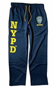 NYPD Mens Sweatpants Training Pants Pockets Loose Bottom Licensed Police Navy... - Picture 1 of 5
