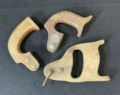 Vintage Hand Saw Wood Handles -Lot of (3) w/fasteners, EC Atkins, Japan & unkwn - Image 1 of 4