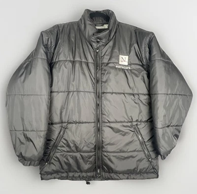 Vintage Netscape Jacket Black Puffer Full Zip Silver Lining Rare Size M 90’s Y2K - Image 1 of 4