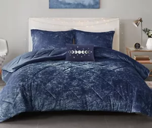 ULTRA SOFT CRUSHED VELVET COMFORTER SET : Twin Queen or King + ACCENT PILLOW - Picture 1 of 31