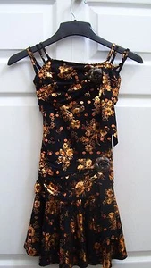 Girls' Size 10 Vintage Pageant Dress Copper & Black Dress Flower Print Stunning! - Picture 1 of 24