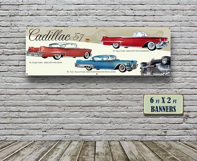 1957 Cadillac Dealer Garage Banner Sedan V8 Coupe Sixty Two Hardtop Caddy - Image 1 of 3
