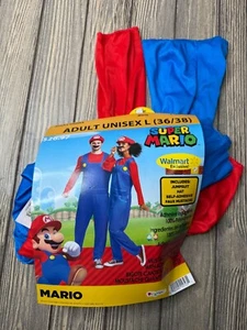 Super Mario Adult Unisex Costume Walmart Exclusive L 36/38 Jumpsuit Hat & Mustac - Picture 1 of 6
