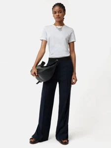 JIGSAW Crepe Split Hem Jogger Pants New Sz 14 Navy - Picture 1 of 9