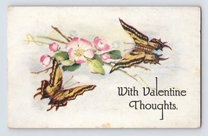 AK Valentinstag Schmetterling Blumen 1910er Jahre unbespielt geteilte Rückseite - Bild 1 von 2