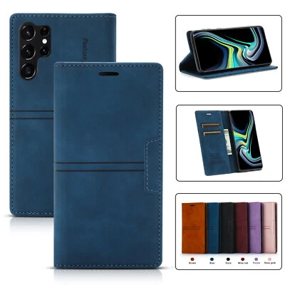 Custodia telefono flip pelle per Samsung S7 S8 S9 S10e S20 S21 S22 S23 custodia portafoglio - Immagine 1 di 4