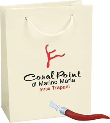 CORNO CIONDOLO PORTAFORTUNA  IN CORALLO ROSSO E ARGENTO - Immagine 1 di 4