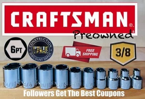 Used Craftsman 10 Piece 3/8" Drive SAE 6 Point socket Set - Picture 1 of 3
