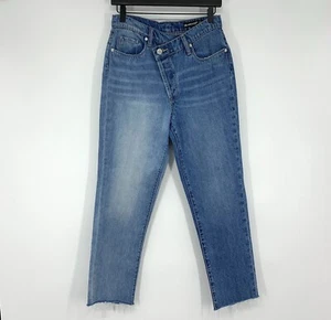 Pantalones de mezclilla BlankNYC para mujer 27 Baxter superpuestos plegable cintura botón mosca dobladillo deshilachado  - Imagen 1 de 10
