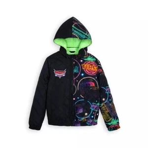 Authentic DISNEY Cars Land Neon Lights Hooded Jacket for Boys size 5/6 - Picture 1 of 6