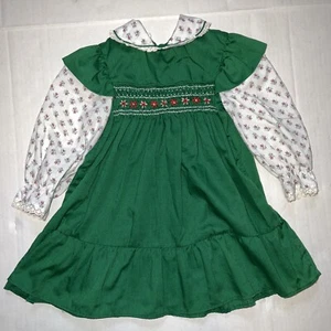 Vestido De Colección Princesa Ana Talla 4 Mano Calado Verde Manga Larga Volantes Pradera - Imagen 1 de 10