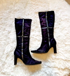 y2k suede knee high boots SZ 9.5 fairy rockstar whimsygoth ciy grunge - Picture 1 of 8