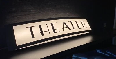 Art Deco Vintage Style Lighted Home Theater Entrance Sign Man Cave Cinema Neon - Image 1 of 3