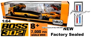 1970 Ford Mustang BOSS 302 Car & 1970 Ford C-600 Ramp Truck Hauler 1:64 Diecast - Picture 1 of 15
