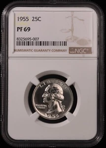1955 Washington Quarter 25c Certified by NGC PF69 - Picture 1 of 2