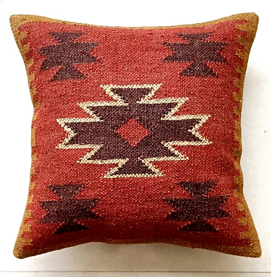 100% Natural Jute Pillow Cover 18x18 Inches Handmade Kilim Jute Cushion Cover - Image 1 of 4