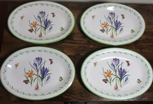 Set of 4 STUDIO NOVA by Mikasa "Garden Bloom" SNACK PLATES ~ 8 7/8" X 6 1/2" - Picture 1 of 4
