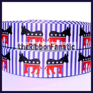 3 Yards 1,5" Demokrat Esel Wahl 2016 Abstimmung Knopf Ripsband   - Bild 1 von 1