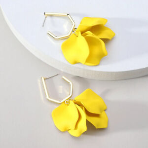 Acrylic Rose Petals Flower Dangle Earrings Party Earrings Boho Style Resin