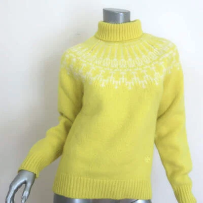 Tory Burch Tory Sport Fair Isle Turtleneck Sweater Yellow Wool Size Small - Image 1 of 4