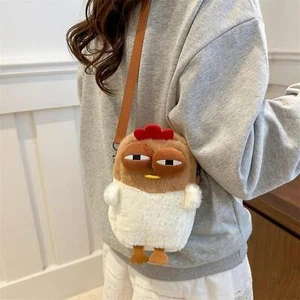 Cartoon Hen Crossbody Bag Casual Pouch Portable Cute Chicken Shape Plush Bag - Picture 1 of 4
