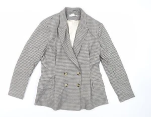H&M Womens Grey Geometric Jacket Blazer Size 12 Button - Picture 1 of 10