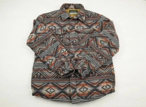 Jachs Fleece Jacket Men Medium Gray Aztec Button Shacket Southwest Adult M Wool - Picture 1 of 8