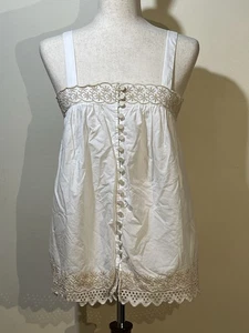 Banana Republic Womens White Peasant Blouse Size 6 Straps, Eyelet Embroidery - Picture 1 of 15
