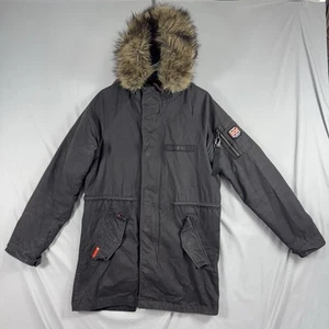 SuperDry Men's Mountain Rookie Aviator Parka Jacket AP2 Black Medium M5000096A - Picture 1 of 11
