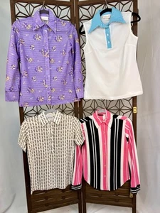Vintage Women's Blouse Lot Of 4 Button Down Collared Shirts 1960s 1970s Jantzen - Picture 1 of 10