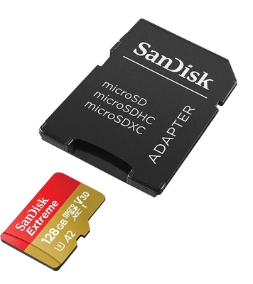 SanDisk Extreme 128GB microSDXC UHS-I Memory Card with Adapter 190MB/s - Image 1 of 4