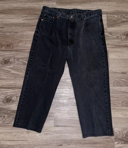 Levis 550 Jeans Mens 42x30 Black Relaxed Fit Tapered Leg Denim Zip Fly - Picture 1 of 6
