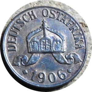 elf German East Africa 1/2 Heller 1905 J  Crown - Picture 1 of 2