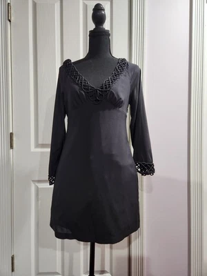 Túnica o mini vestido para mujer Arden B negro de seda con mangas 3/4 talla S Foto 1 de 4