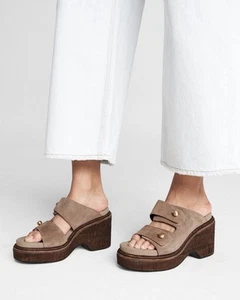 Rag & Bone Brown Suede Sommer Wedge Samdals Size 6.5 - Picture 1 of 14