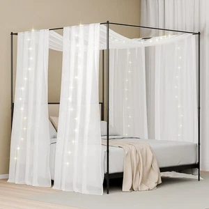 Canopy Bed Curtains with Lights, Princess Bed Canopy Scarf for Full/Queen Bed... - Picture 1 of 7